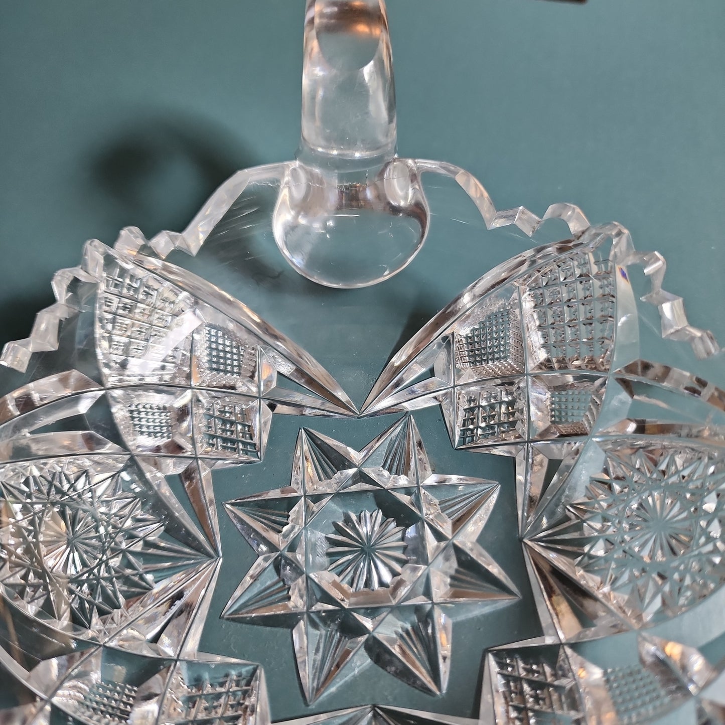 ABP Crystal Cut Glass handled nappie IRV