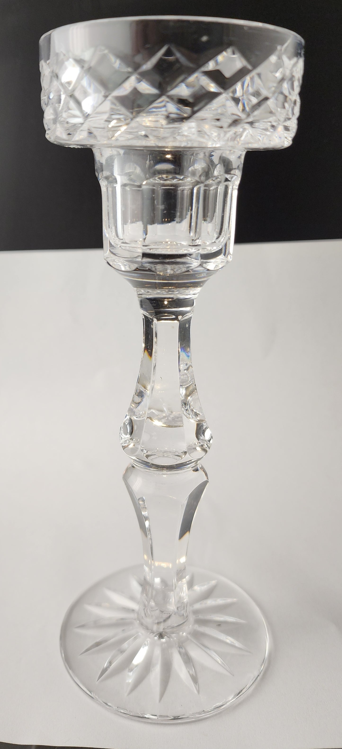 Signed Tyrone Candle sticks Pair Crystal Ireland