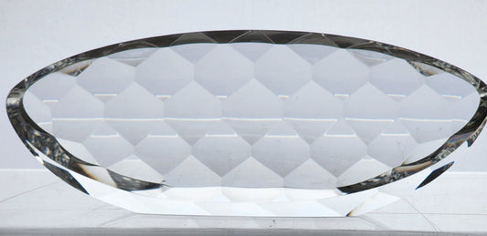 Steuben Signed oval Glass Honeycomb cutting added