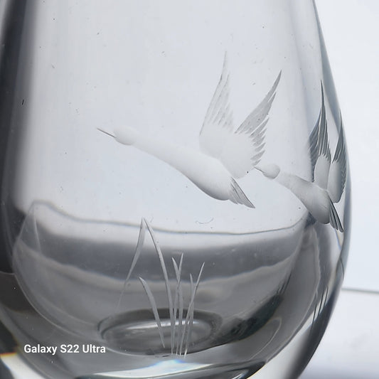 Kosta glass etched duck vase