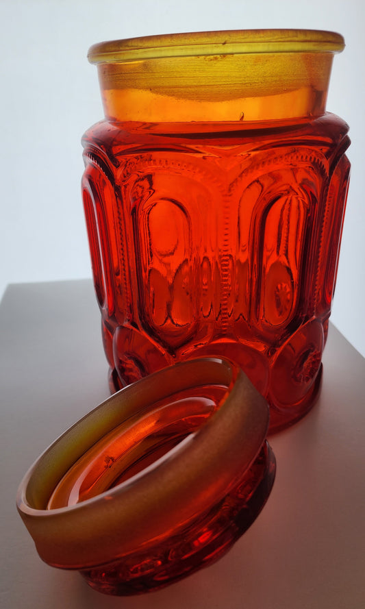 LE Smith glass Red moon and stars large canister
