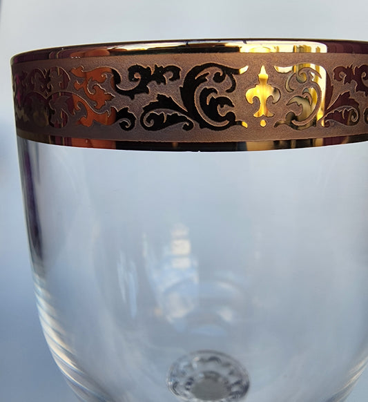 Pair Autumn wine glass Lenox USA crystal Signed