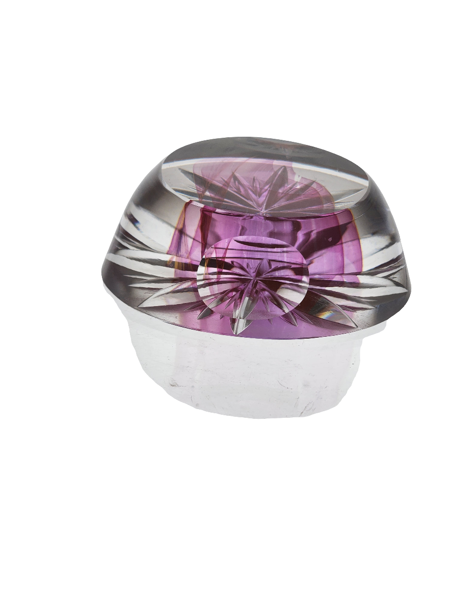 Hand cut glass oval art Paperweight signed Peter ORourke