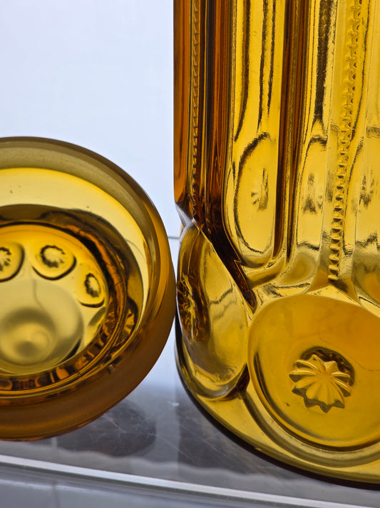 LE Smith glass amber moon and stars large canister