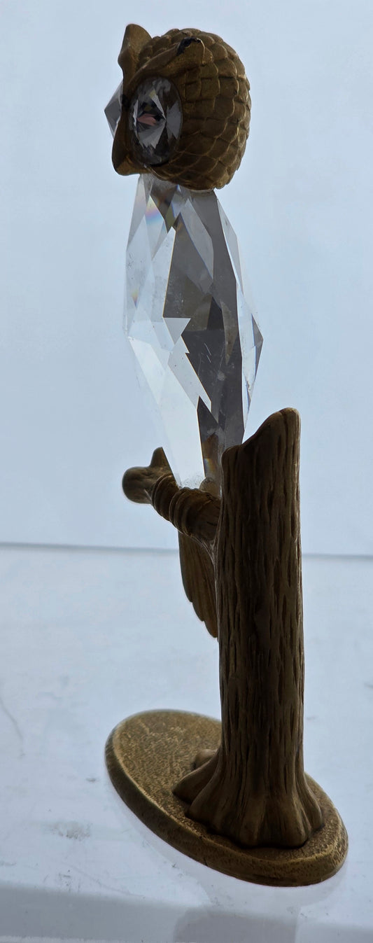 Manon crystal brass owl figurine