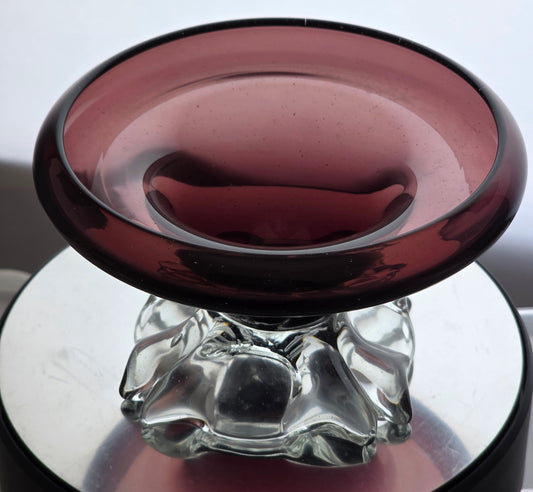 Signed art glass amethyst dish mug