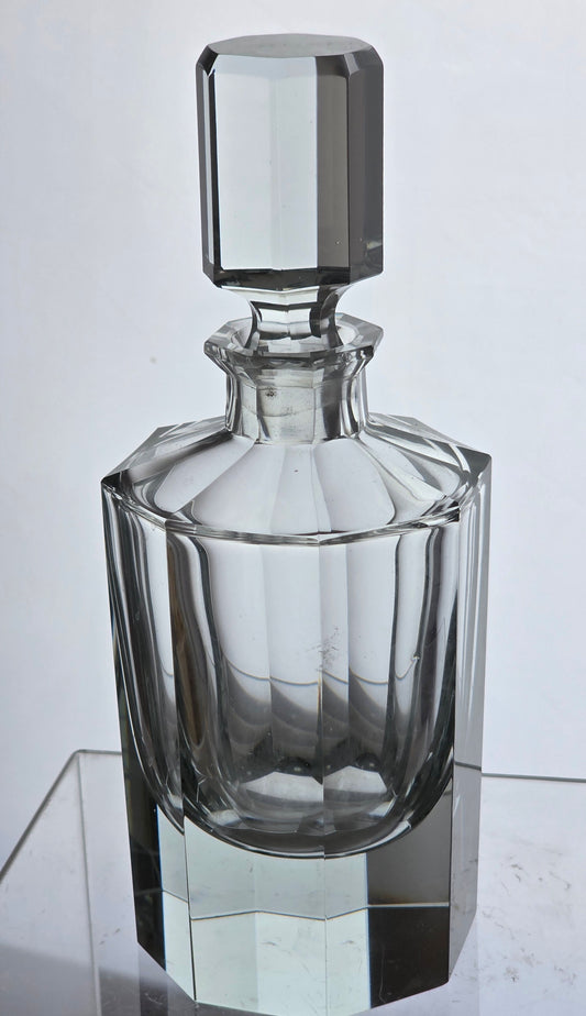 Vintage hand cut glass fluted panel decanter