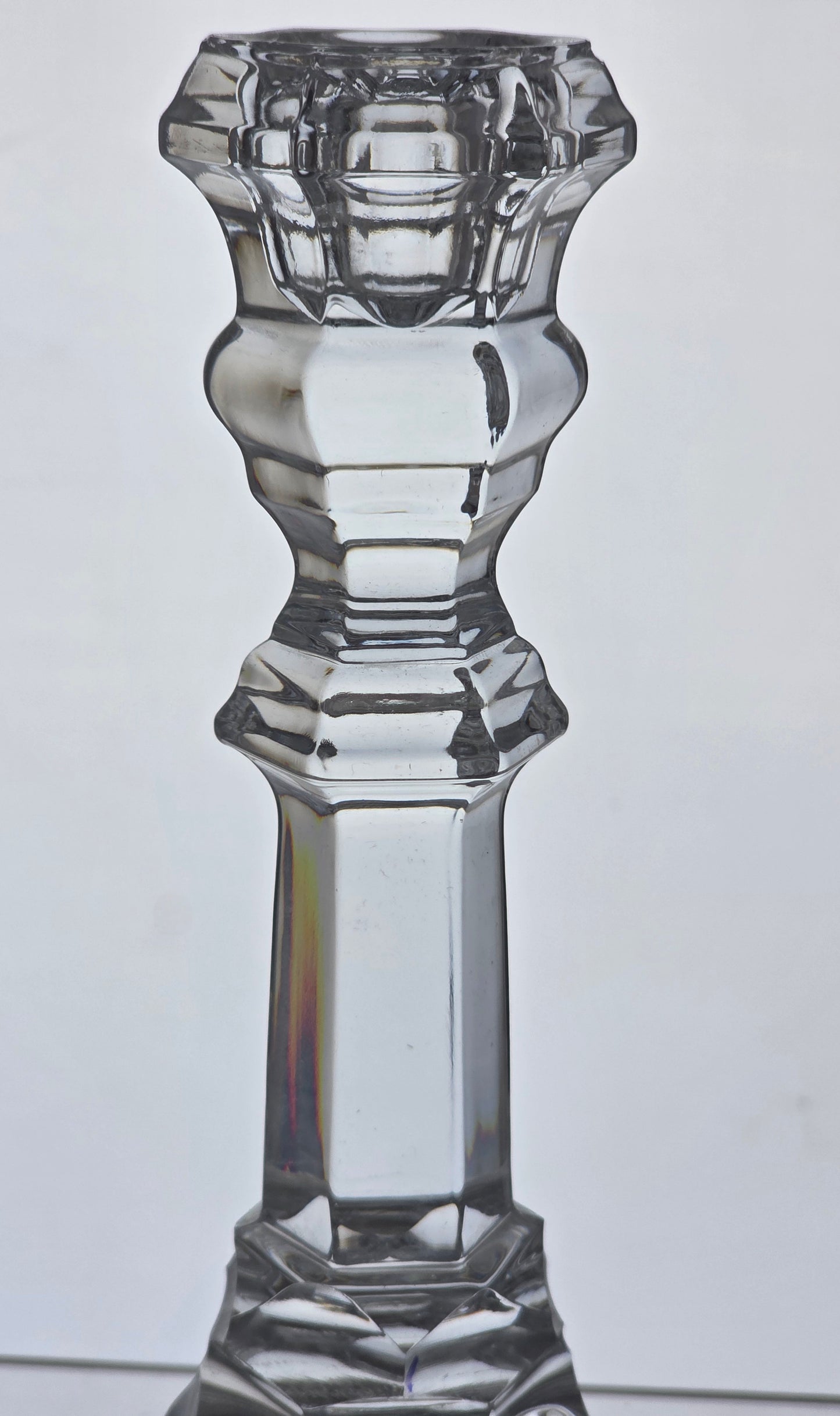 Pair Signed Tiffany Glass candle sticks USA , crystal