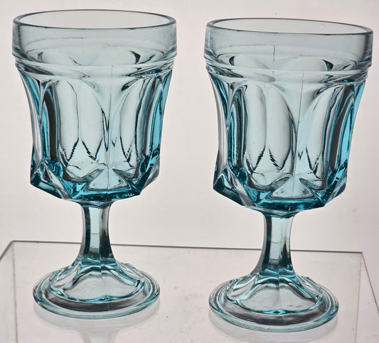 Anchor Hocking Fairfield sky blue Goblet pair