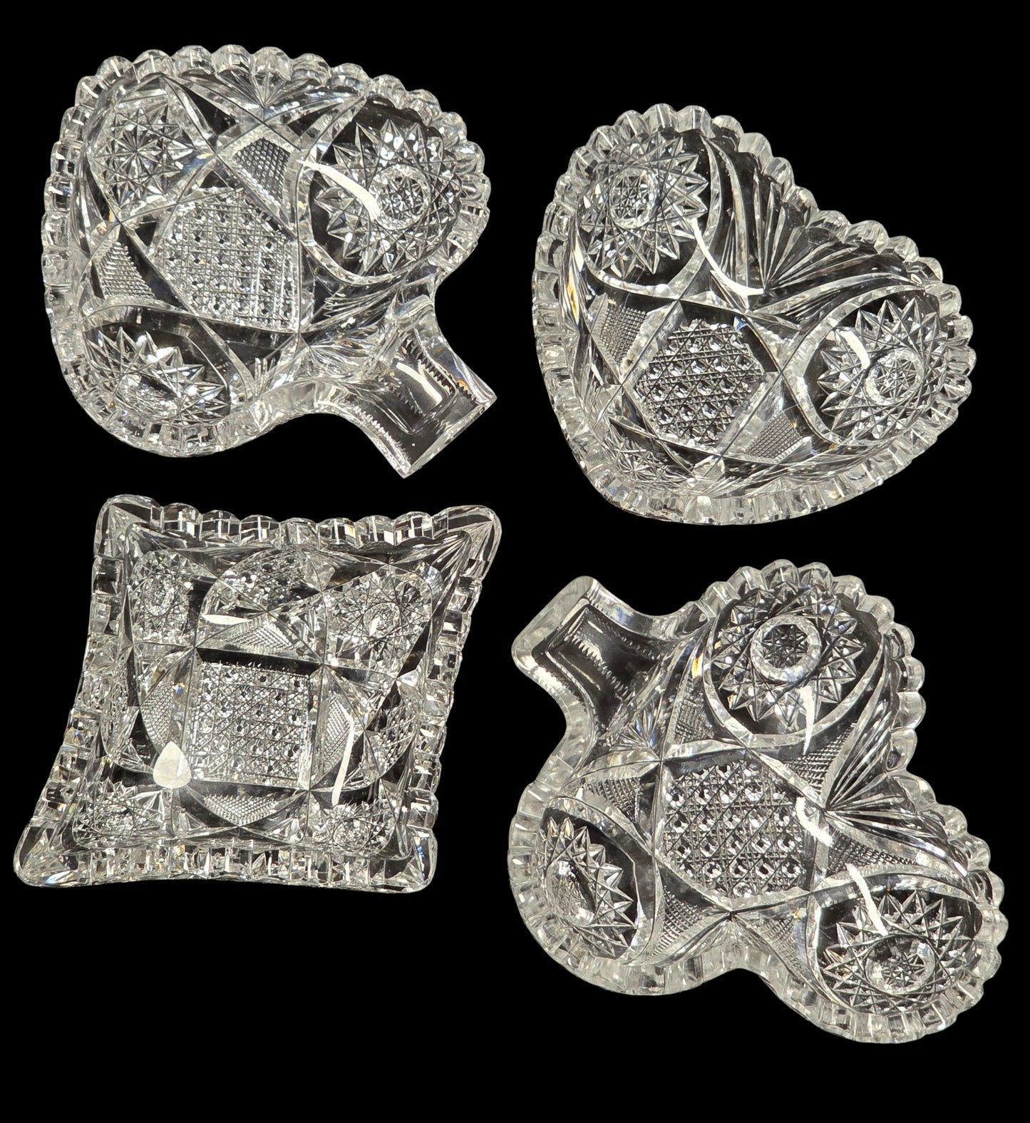 American Brilliant Period hand Cut Glass Bridge set Antique