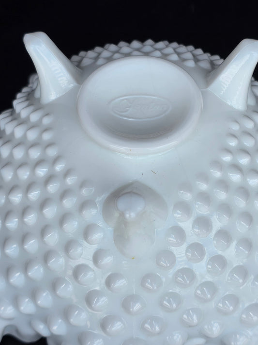 Fenton glass ruffled edge 3 leged dish