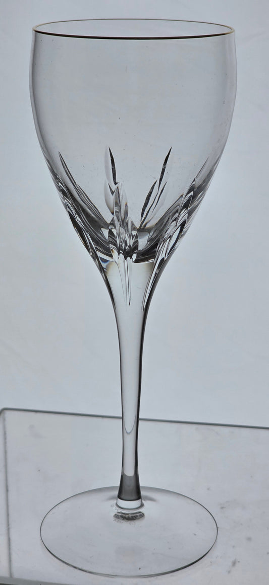 Lenox Cut glass Firelight gold rim Crystal wine Made in USA mouth blown 2 pieces