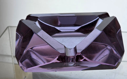 Amethyst glass ashtray 3 slot