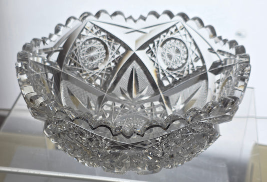 ABP cut glass mouth blown bowl American brilliant period 1886 -1915 tg3