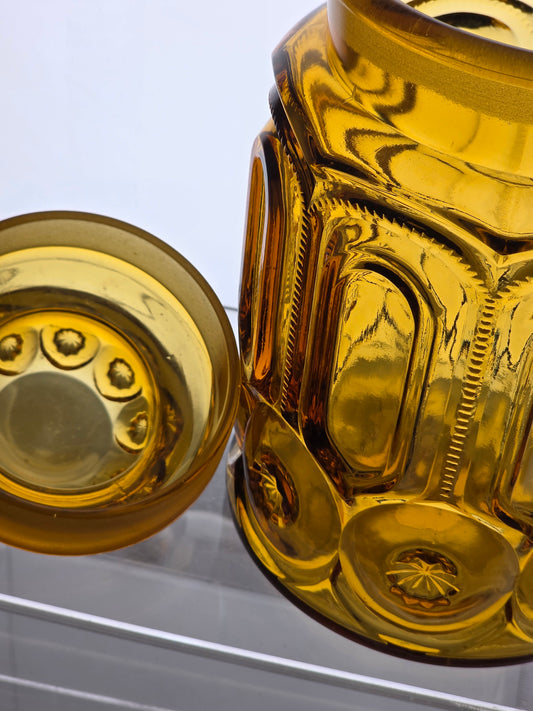 LE Smith glass amber moon and stars extra large canister