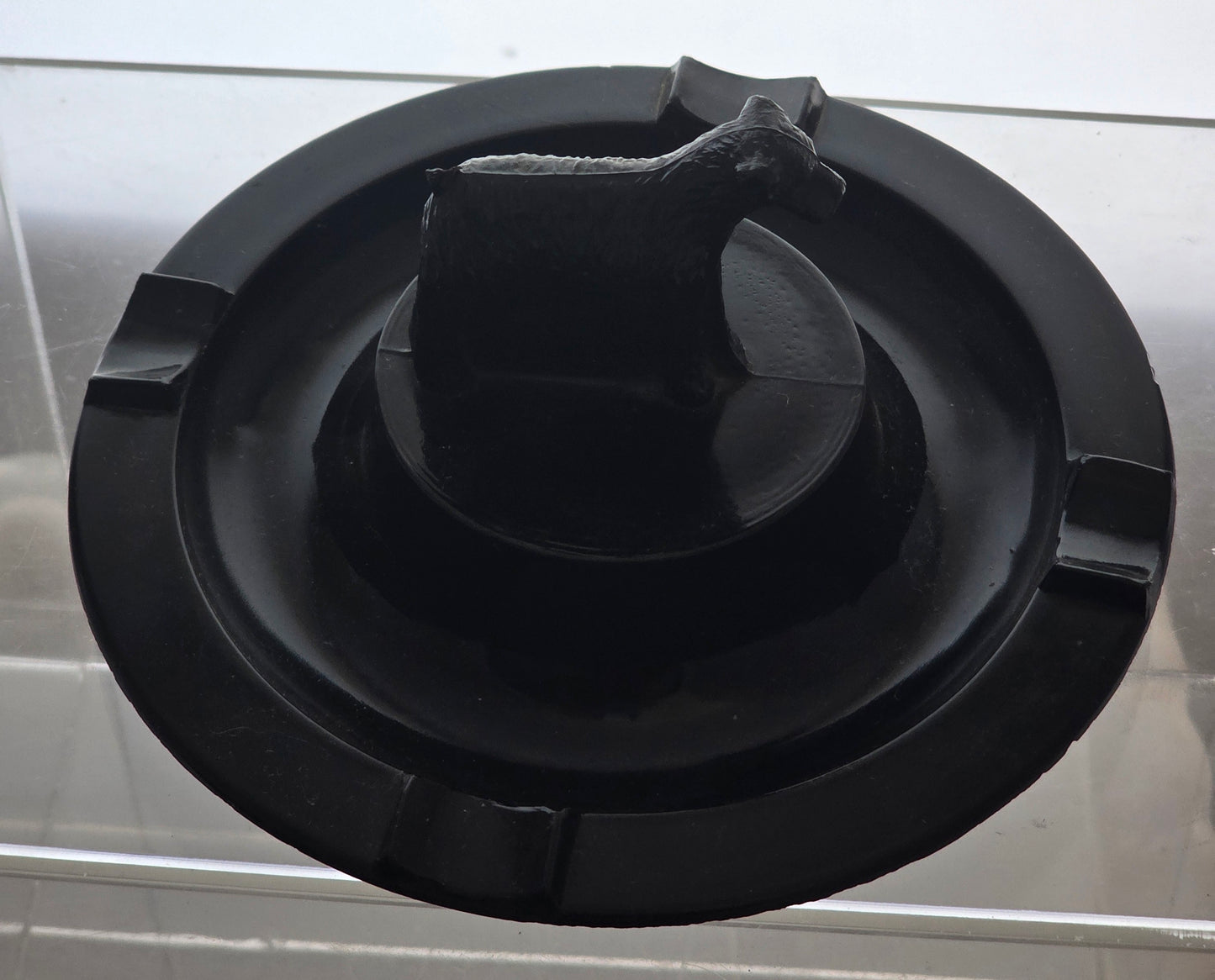 Black terrier glass ashtray