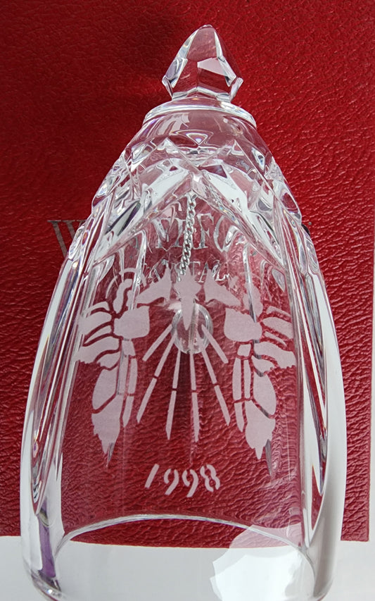 Signed Waterford cut glass 1998 Christmas bell