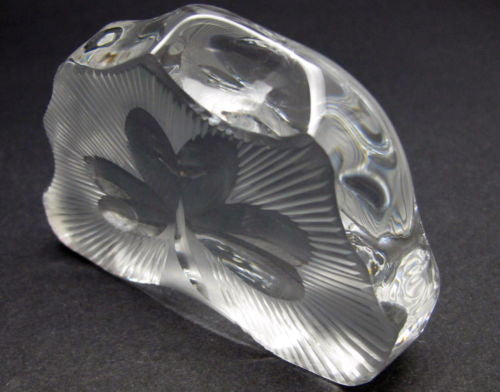 Hand Cut Glass polished shamrock pattern paperweight, Ireland 24% lead crystal - O'Rourke crystal awards & gifts abp cut glass
