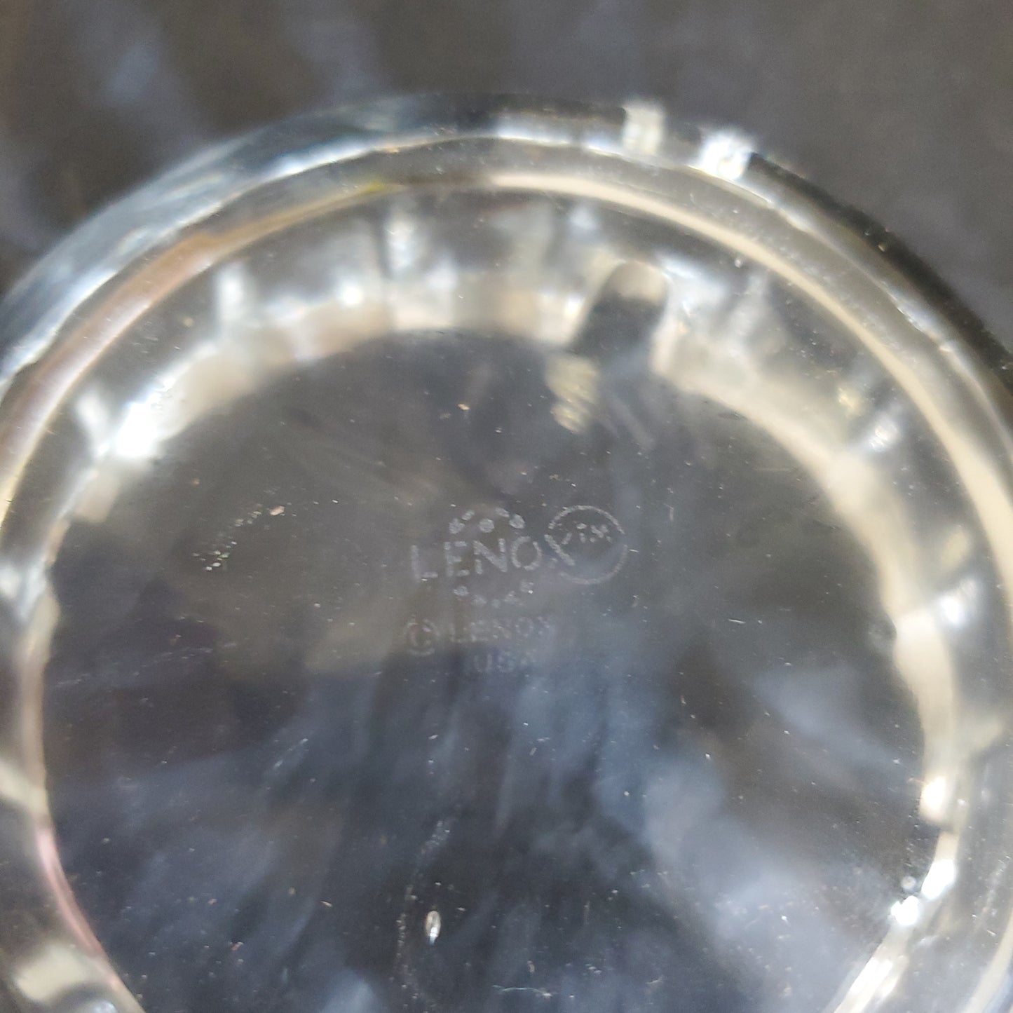 Lenox Glass Pair Ashtrays Signed USA crystal