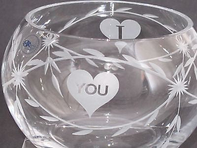 Hand cut lead crystal bowl, Can be customized ,glass, hearts - O'Rourke crystal awards & gifts abp cut glass