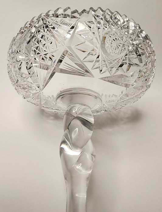 Signed Clark American Brilliant Period Cut Glass ABP Antique compote