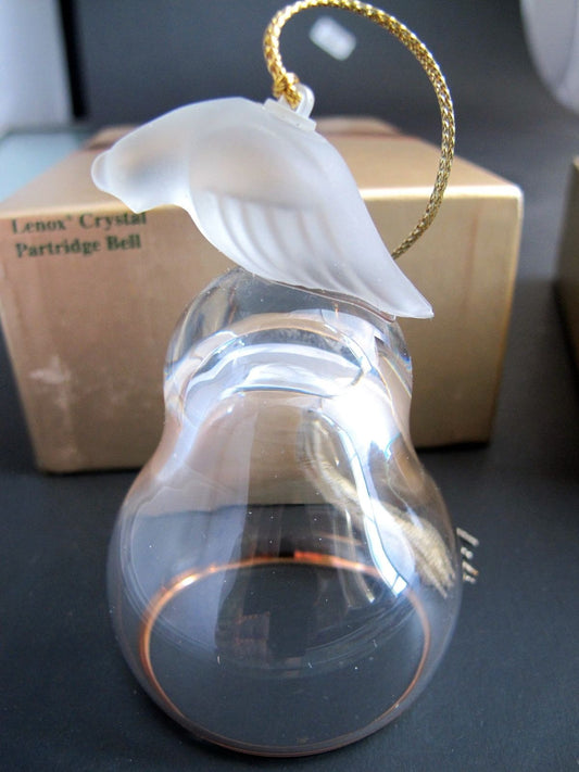 Lenox Crystal Partridge miniature bell ornament Hand blown Made in USA - O'Rourke crystal awards & gifts abp cut glass