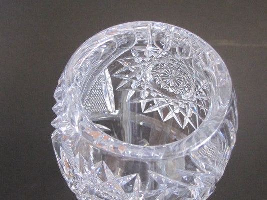 ABP cut glass vase zipper Hobstar antique