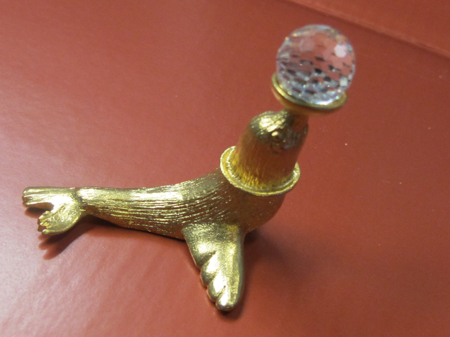 Swarovski crystal brass seal figurine
