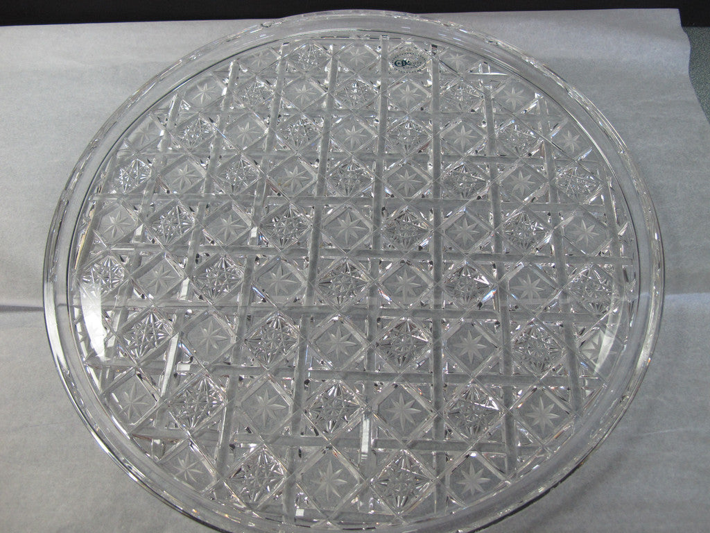 Hand Cut glass plate crystal signed - O'Rourke crystal awards & gifts abp cut glass