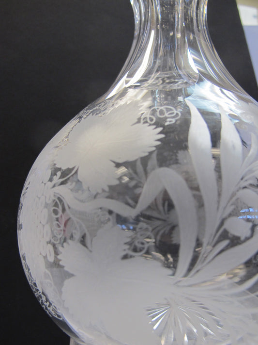 Hand copper wheel engraved decanter antique - O'Rourke crystal awards & gifts abp cut glass