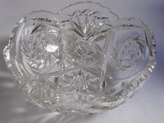 ABP cut glass bowl American brilliant Maple leaf