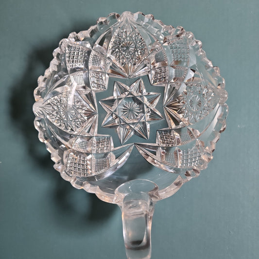 ABP Crystal Cut Glass handled nappie IRV