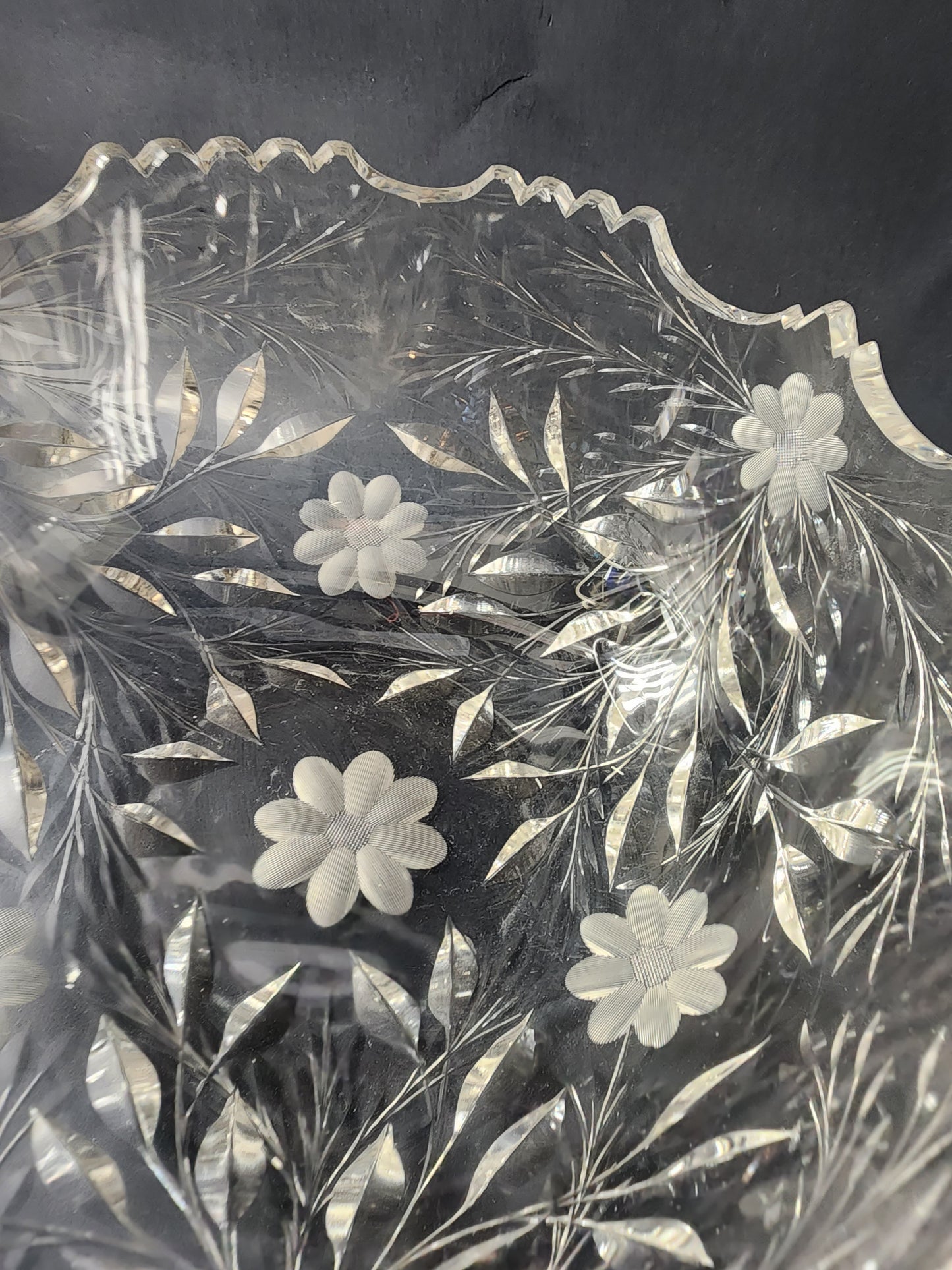 Bowl REPAIRED hand cut glass mouth blown Blank