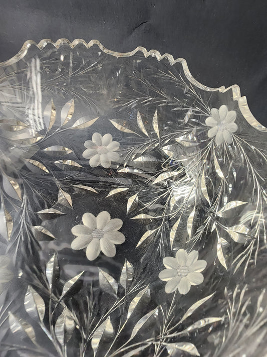 Bowl REPAIRED hand cut glass mouth blown Blank