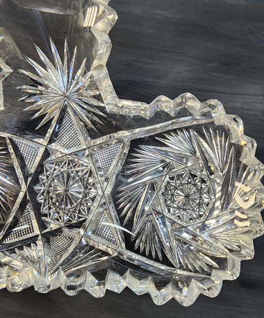 ABP Brilliant Period Cut Glass bon bon dish Antique