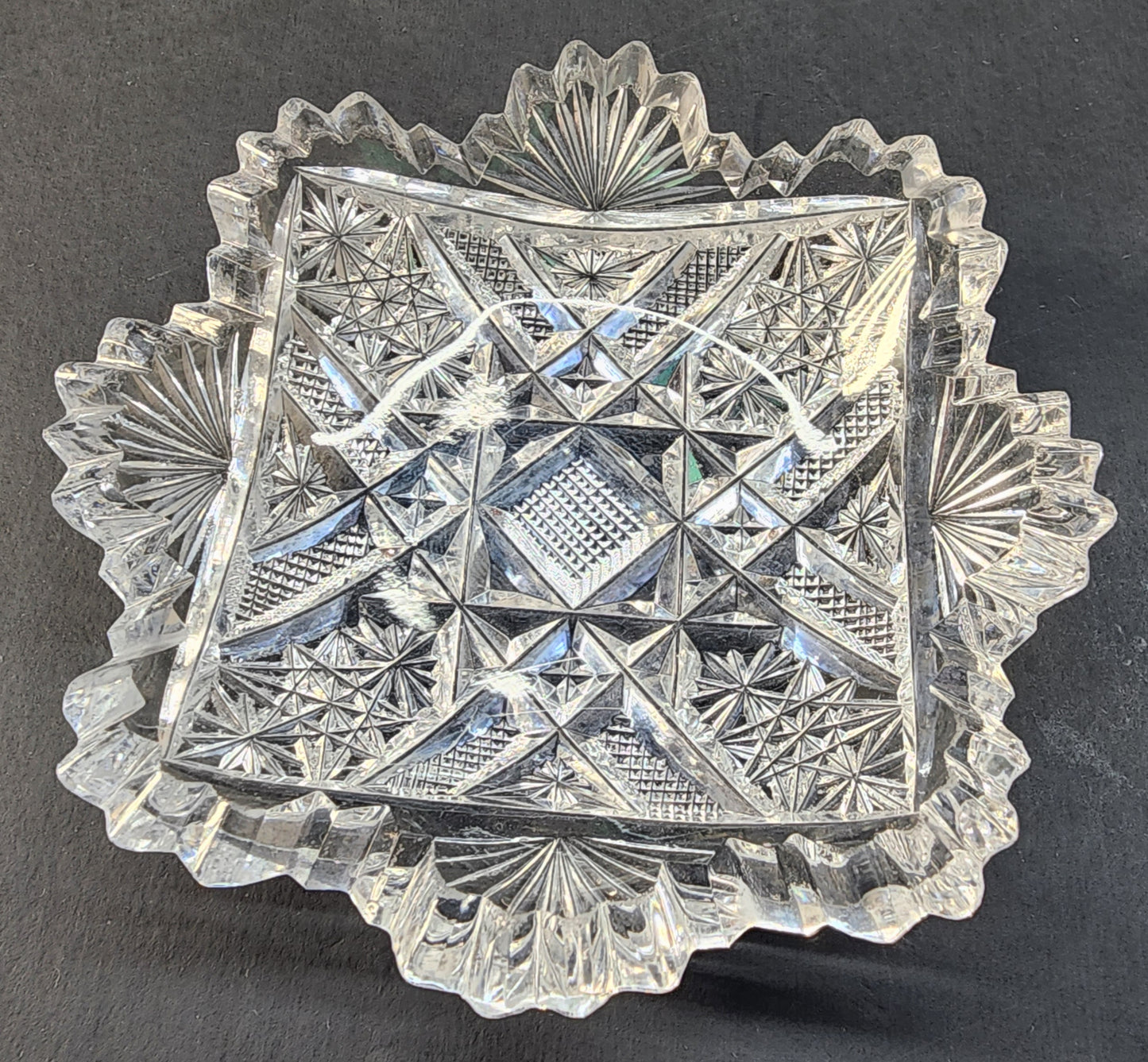 6 American Brilliant Period hand Cut Glass butter dishes