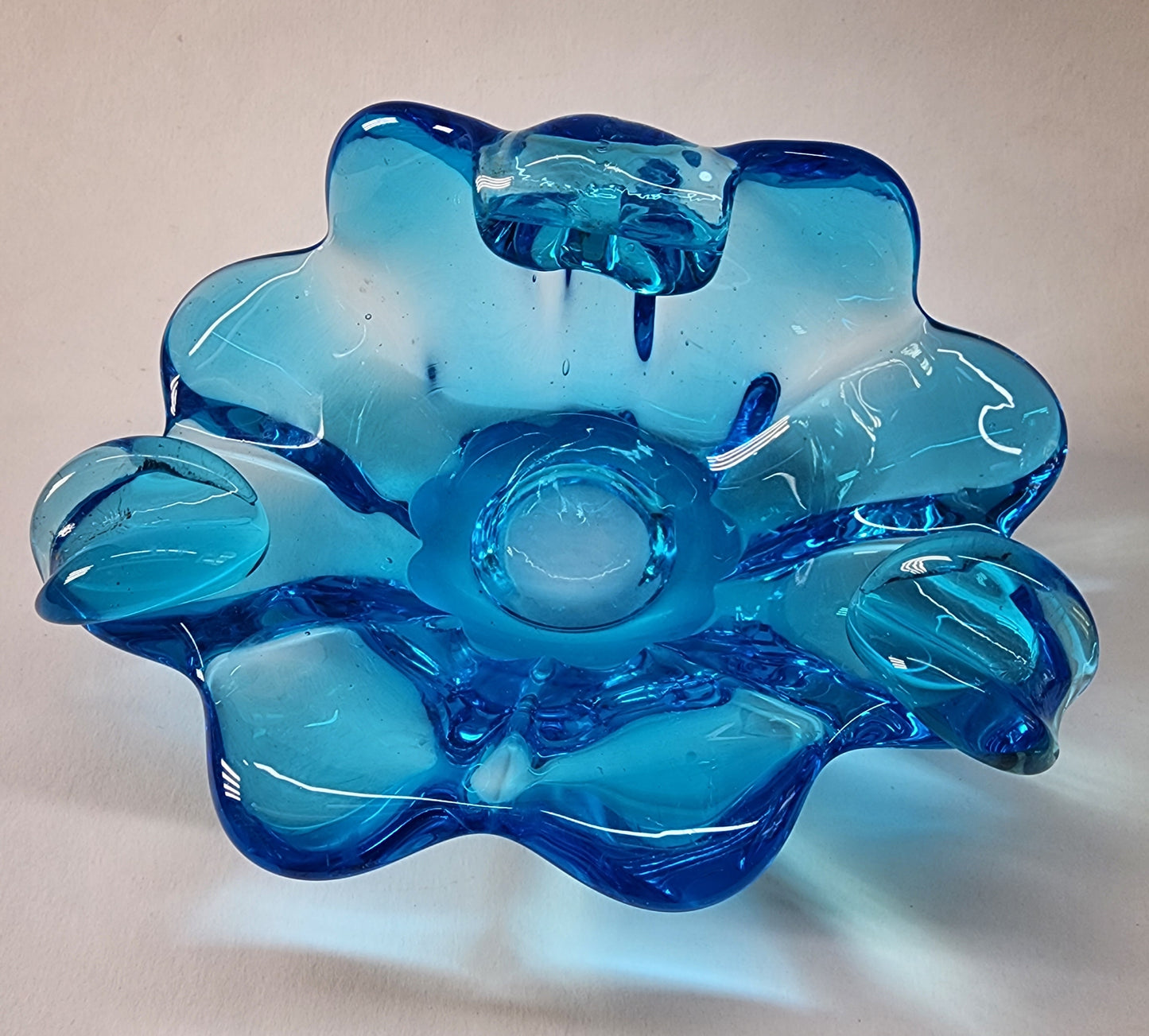 Blue glass ashtray