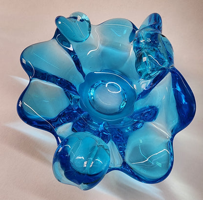 Blue glass ashtray