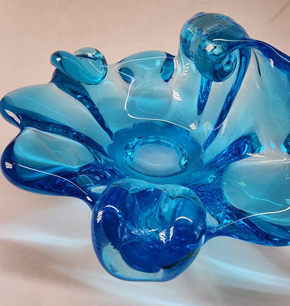 Blue glass ashtray