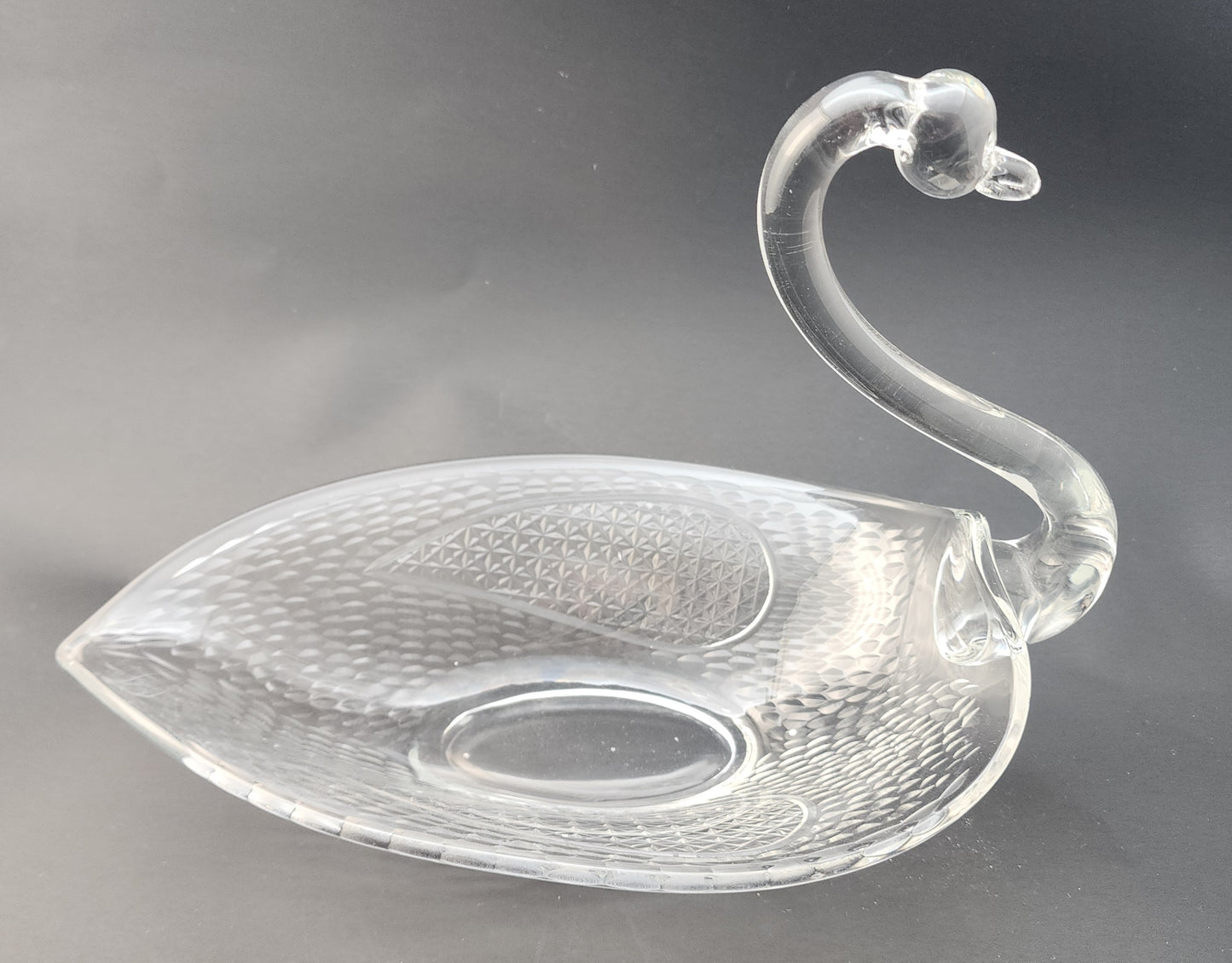 Hand cut glass swan