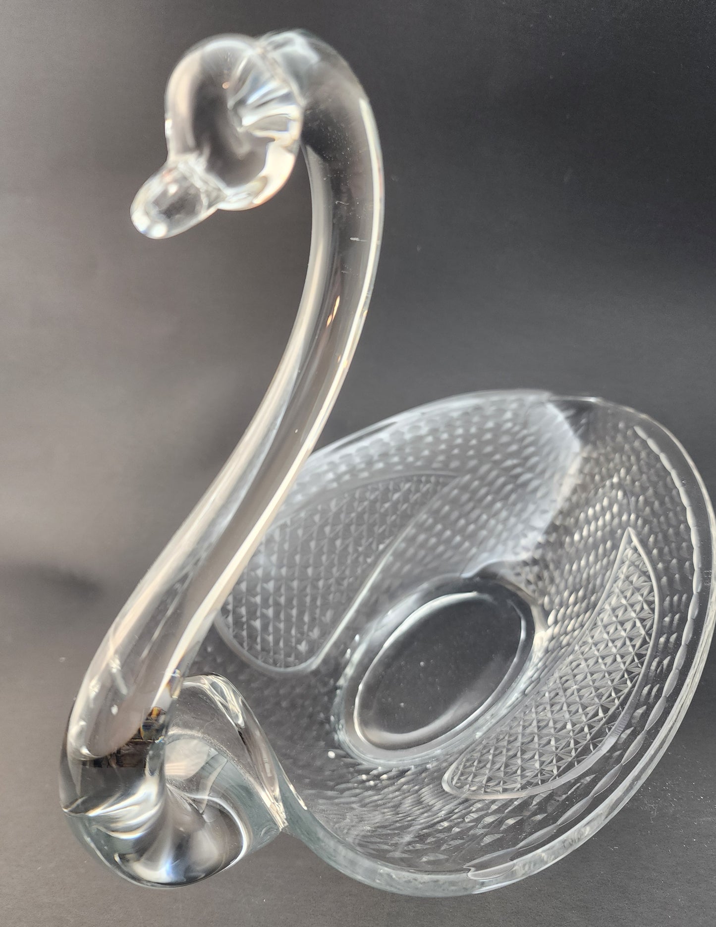 Hand cut glass swan