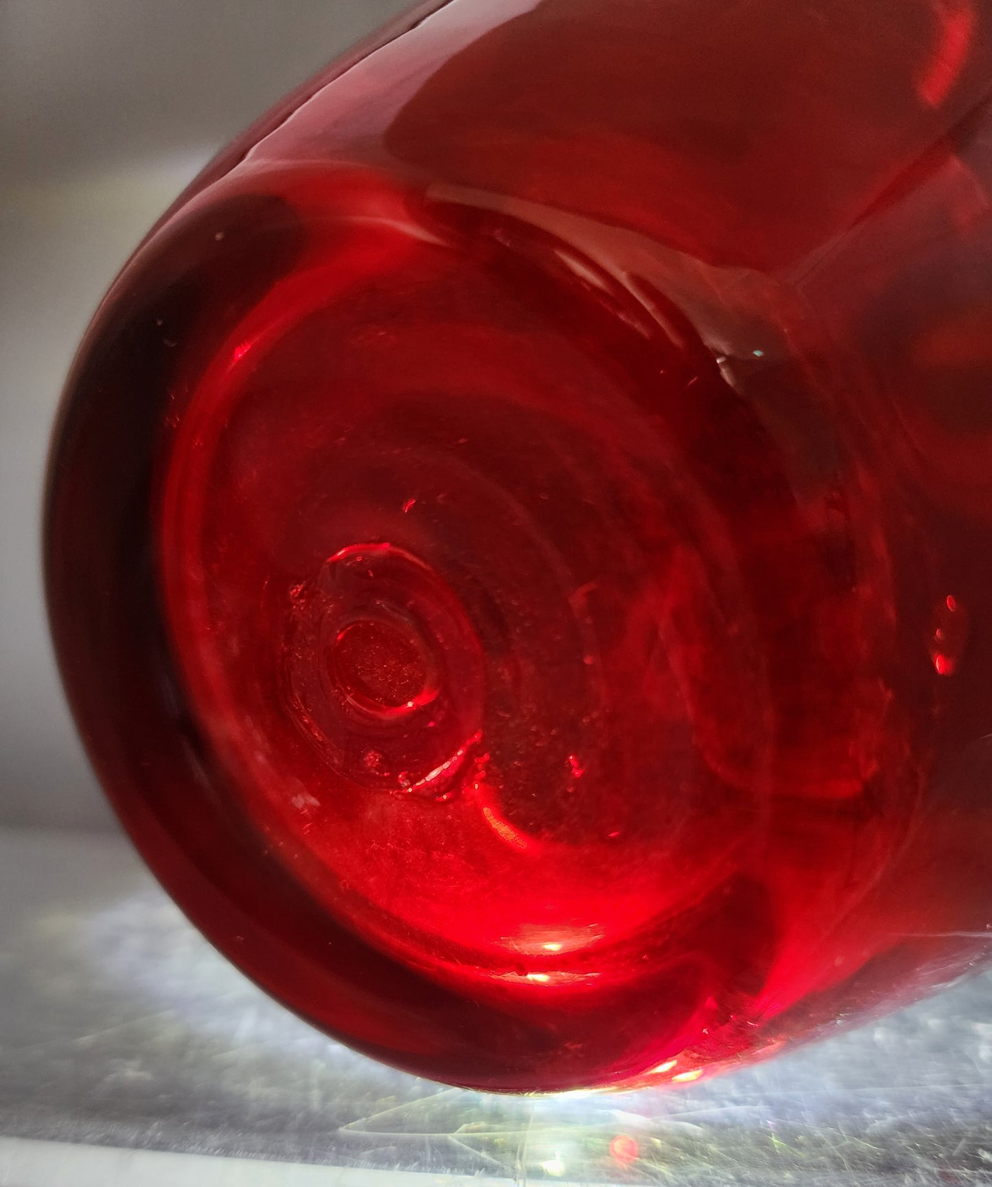 Ruby red glass carafe