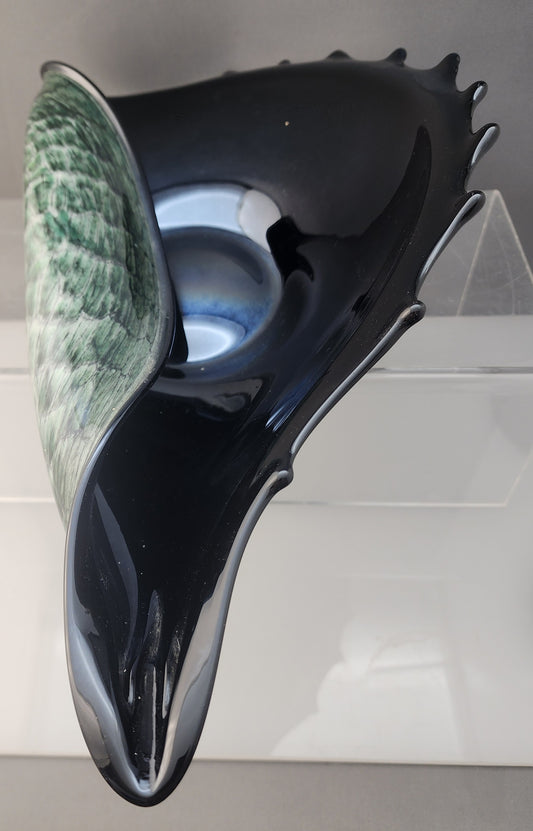 Murano Art glass green shell dish