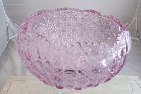 L E Smith Glass pink punch bowl Pick up only