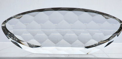 Steuben Signed oval Glass Honeycomb cutting added