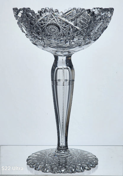 Signed Clark American Brilliant Period Cut Glass compote