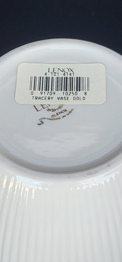 Signed lenox Tracery gold rim VASE