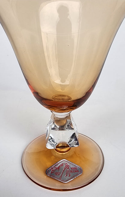 Bryce tulip Aquarius Amber cocktail glass Crystal 4 piece set