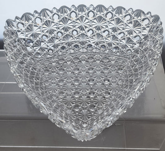 ABP bowl triangle Russian hand cut glass flashy tg125