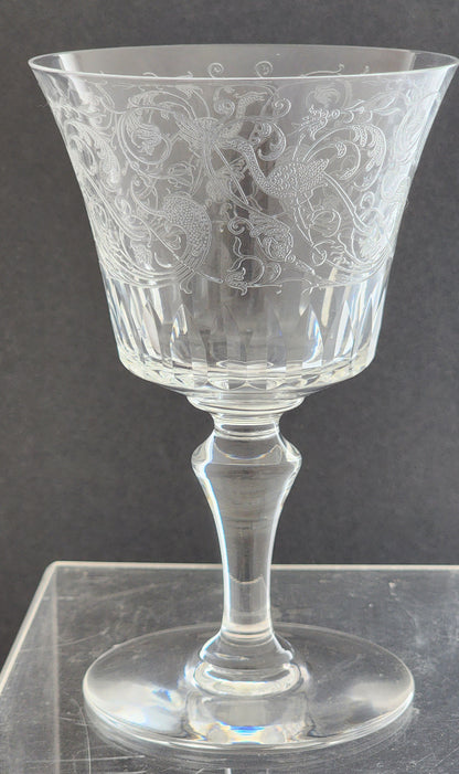 Cut glass and etched goblet Parme Baccarat SIGNED